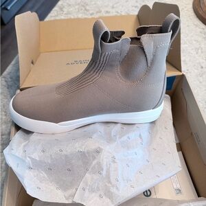 Brown Knit High-Top Sneakers